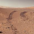 Curiosity Rover Tread Marks on Martian Surface